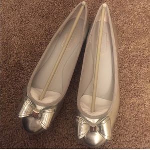 Ted Baker Silver Ballet Flats x NWT